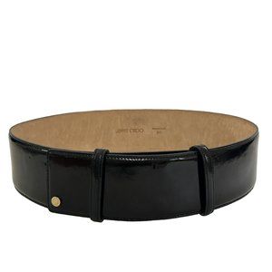 Jimmy Choo Belt Wide Black Patent Leather Size 80cm XS